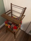 Vintage 1970s Cass Toys Wooden Doll High Chair With Original Patchwork Cushion