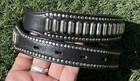 Vtg New Nos Black Leather Belt Strap Silver Studded Western Unisex Cowboy