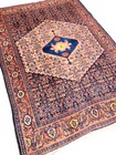 4 10 x7  Antique Pre-1900 Geometric Kurdish Seneh Area Rug Hand-knotted Carpet