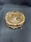 Large Antique Art Nouveau Jewelry Casket Box Ornate Gilt Metal Trinket Flowers
