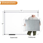 Large Dry Erase White Board magnetic Foldable 72 X 48 Inches Silver