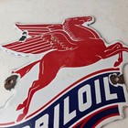Vintage Mobil Gasoline Sign - Pegasus Motor Oil Gas Pump Porcelain Sign