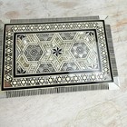 Vintage Middle Eastern Jewelry Box Intricate Mother Of Pearl Bone Velvet Lined