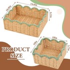 2 Pack Scalloped Wicker Baskets Hand-woven Basket  Green