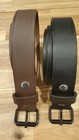 Men s Real Genuine Leather Belt Brown   Black 1 5  Wide One Piece Leather Belt
