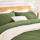 Green Duvet Cover Queen Size  100  Sandwashed Cotton Soft Queen Duvet Cover Set