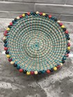 Seagrass Woven Storage Basket With Multicolor Wooden Bead Trim