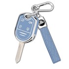 For Ford Key Fob Cover With Keychain tup 360   4 Buttons Blue-silver Border