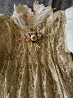 Antique Victorian Edwardian Lace Infant Dress     Hand Embroidered Net Tulle