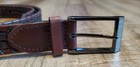 Bonded Leather Belt Men s Size 44 Light Dark Brown Woven Braided Business Casual
