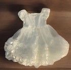 Vintage Nannette Toddler Girls Apron Style Dress Off White Rose Tulle Size 3t