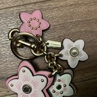 Coach Keychain Wildflower Cluster Leather Studded Keychain Badge Charm Pink