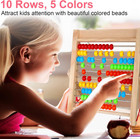 Preschool Math Learning Toy 10-row Wooden Frame Abacus With Multi-color Beads  C