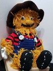 Rare Vintage 14  Handmade Crochet Yarn Scarecrow - Thanksgiving  Halloween Decor