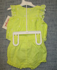 New Baby Girl Eyelet Bloomer Top   Bottom Set Cat   Jack Size 0-3 Months