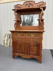 67261 Antique Victorian Oak Sideboard Server Cabinet