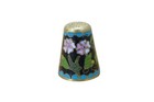 2 Vintage Chinese Cloisonne Enameled Floral Owl Sewing Thimble