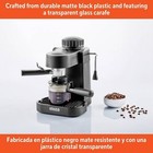 4 Cup Espresso cappuccino Maker 800w Black Milk Frother Glass Carafe