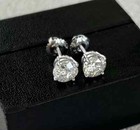  9500 1 80 Ct Round Cut Diamond Stud Earrings 14k White Gold Natural Mined Gia