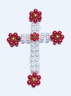 Poinsettia Crosses Christmas Ornament Bead Kit 3-3 4  High Makes 5 New