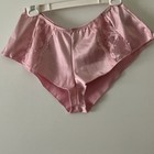 Vtg Pink Satin Shiny Lace Flutter Luxurious Panty Lingerie Coquette Tahari New M