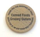 Vintage Wooden Nickel Token Canned Foods Grocery Outlets