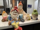 Vintage Lot Of 7 1960s Ceramic Garden Gnomes Elves Dmgd Read Description