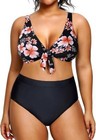 Yonique Women Plus Size Two Piece High Waisted Bikini Set Tie Knot Swimsuit  16