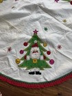 Vintage Christmas Santa Felt Round Sequin Tree Skirt Tablecloth Handmade 52   