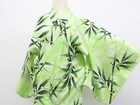 Japanese Kimono Yukata Yellow Green 149cm 4 Ft 11 In Cotton Ee7799