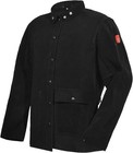 Black Leather Welding Jacket  Heavy Duty Fr Split Cowhide Leather Work Safety   