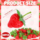 50 Pcs Artificial Red Strawberries Fake Plastic Strawberry Faux Realistic Strawb