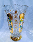 Czech Bohemia Crystal Glass - Cut Crystal Vase 25cm 10   Decorated Gold And Enam