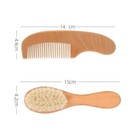 2pcs Baby Comb   Brush Set Natural Beech Wood Soft Bristle Newborn Hair Care Gif