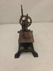 Vintage Tole Painted German Metal Childs Toy Sewing Machine Hand Crank Flower 