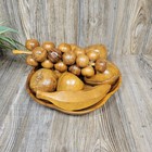 Vintage Mcm Wooden Bowl And Assorted Wooden Fruit 