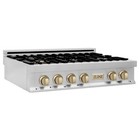 Zline 36  Rangetop 6 Gas Burners Stainless Steel Gold Accents Rtz-36-g Ob