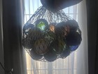 Estate Find  Lot Of 34 Vintage Glass Marbles Mixed Swirl Cat Eye Frit