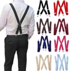 Black Elastic Mens Braces Suspenders Widening 3 5cm X-shaped Adjustable Length