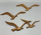 Vintage Homco Syroco Plastic Seagulls Faux Wood Wall Art Flying Birds 3 Pieces