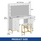 Vanity Makeup Table Set Dressing Desk With 14 Led Lighted Mirror   8 Drawers