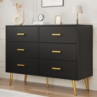 Modern 6 Drawer Dresser With Storage Space Wooden Dresser With Gold Handles New