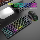 60  Wired Gaming Keyboard And Mouse Combo  Mini Rgb Backlight  6400 Dpi Mouse