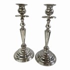 Vintage 2 Candle Stick Holders Silver Plated Weighted Base Tapered Stem Mcm