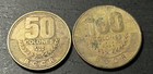 Costa Rica Coin Lot 2012 50 Colones   1997 100 Colones Circulated