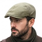 Men Washed Cotton Ivy Cap Vintage Flat Golf Hat Breathable Newsboy Driving Cap