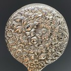 Antique Gorham Sterling Silver Floral Hand Mirror   Repouss   Pattern  195