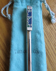 Htf Tiffany   Co Sterling Blue   Green Enamel Map  Ball Point Pen  W  Orig Pouch