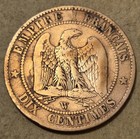 France          Ten Centimes Coin 1853 W  minted In Lille   Emperor Napole  n Iii 