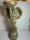 Angel Candelabra Or Candle Holder  Resin Piece In An Aged Gold Tone Finish
